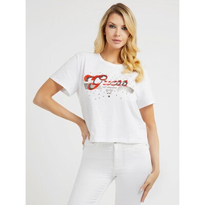 Γυναικεία Μπλούζα T-shirt με λογότυπο με στρας GUESS Λευκό W3GI33KB3P0-G011