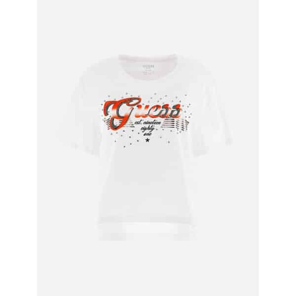 W3GI33KB3P0-G011-ALTGHOST Γυναικεία Μπλούζα T-shirt με λογότυπο με στρας  GUESS Λευκό W3GI33KB3P0-G011 - Image 3