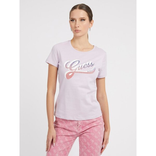 W3GI34I3Z14-G4R4 Γυναικεία Μπλούζα T-shirt με λογότυπο με στρας GUESS Μώβ W3GI34I3Z14-G4R4 - Image 1