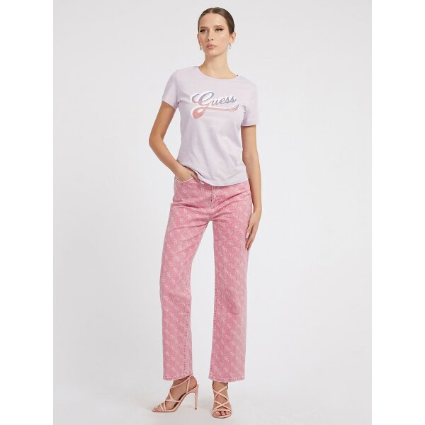 W3GI34I3Z14-G4R4-ALT1 Γυναικεία Μπλούζα T-shirt με λογότυπο με στρας GUESS Μώβ W3GI34I3Z14-G4R4 - Image 2