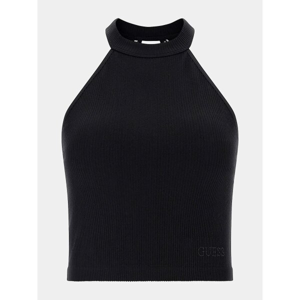 Γυναικείο Πλεκτό τοπ με ένθετο από δαντέλα GUESS  Μαύρο W3GZ02Z2ZN0-JBLK - Image 3