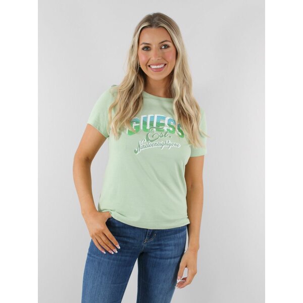 guess-diamante_-3d-logo-tee-green-w3gi34i3z14-cilento-1 Γυναικεία Μπλούζα T-shirt με λογότυπο με στρας GUESS Μέντα W3GI34I3Z14-G8E7 - Image 1