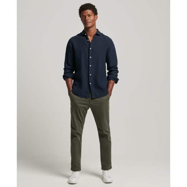 Ανδρικό Πουκάμισο Λινό SUPERDRY CASUAL LINEN M4010607A Μπλέ - Image 5