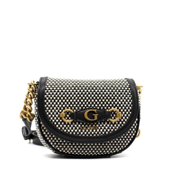 HWWB865478-BLACK-0001 (1) Γυναικεία Izzy Τσάντα Χιαστί Μαύρη Guess HWWB8654780-BLACK/NATURAL - Image 1