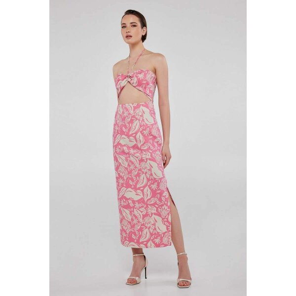 Halter φόρεμα με ανοίγματα σε φούξια εμπριμέ BLAKE Mind Matter 2023S335 - Image 1