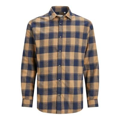 Ανδρικό Πουκάμισο Φανέλα JACK & JONES 12236873 Μπλε Καφέ