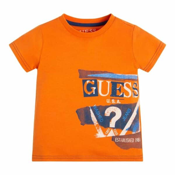 T-Shirt_GUESS_Πορτοκαλί_Print_N3GI01K8HM0-A306 Παιδικό Μπλουζακι με τριγωνικο λογοτυπο Πορτοκαλί GUESS  N3GI01K8HM0-A306 - Image 1