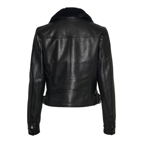 10250405_3792783_back ΓΥΝΑΙΚΕΙΟ ΔΕΡΜΑΤΙΝΟ ΜΠΟΥΦΑΝ ΜΑΥΡΟ VERO MODA SHORT COATED JACKET 10250405 - Image 3