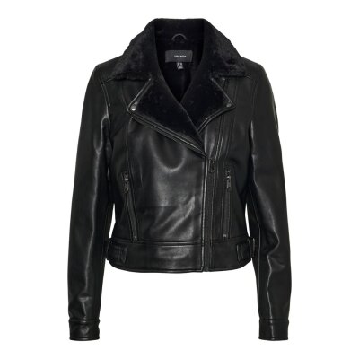 ΓΥΝΑΙΚΕΙΟ ΔΕΡΜΑΤΙΝΟ ΜΠΟΥΦΑΝ ΜΑΥΡΟ VERO MODA SHORT COATED JACKET 10250405