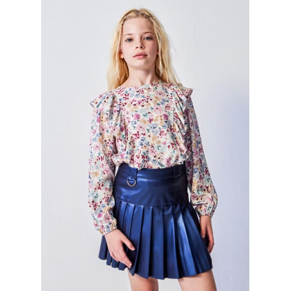 13-07177-035-L-2 ΠΑΙΔΙΚΗ ΜΠΛΟΥΖΑ ΛΕΥΚΗ FLORAL ΚΟΡΙΤΣΙ MAYORAL 13-07177-035 - Image 1