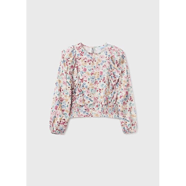 13-07177-035-L-4 ΠΑΙΔΙΚΗ ΜΠΛΟΥΖΑ ΛΕΥΚΗ FLORAL ΚΟΡΙΤΣΙ MAYORAL 13-07177-035 - Image 3