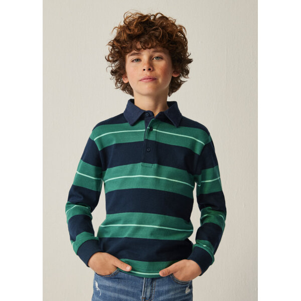 ΠΑΙΔΙΚΗ ΜΠΛΟΥΖΑ ΠΟΛΟ ΜΕ ΡΙΓΕΣ ΠΡΑΣΙΝΟ ΑΓΟΡΙ MAYORAL 13-07182-039 - Image 1