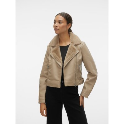 ΓΥΝΑΙΚΕΙΟ ΔΕΡΜΑΤΙΝΟ ΜΠΟΥΦΑΝ  ΜΠΕΖ  VERO MODA SHORT COATED JACKET 10250405