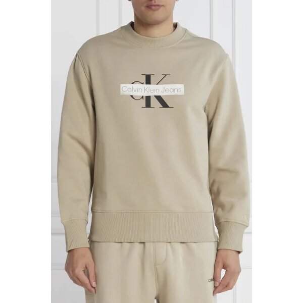 Ανδρική Φούτερ CALVIN KLEIN J30J324113 MONOLOGO STENCIL CREW Εκρού - Image 2