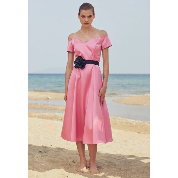 08.38181pa Φόρεμα σατινέ με ζώνη Ροζ 08.38181-p Desiree - Image 1