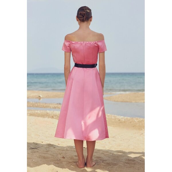 08.38181pb Φόρεμα σατινέ με ζώνη Ροζ 08.38181-p Desiree - Image 2