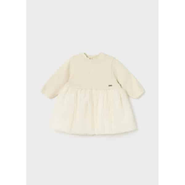 Παιδικό Φόρεμα Πλεχτό με Τούλι Εκρού Mayoral 13-02858-047 - Image 2