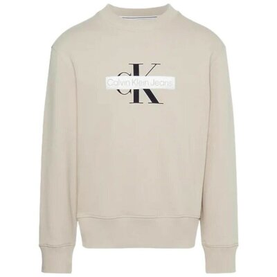 Ανδρική Φούτερ CALVIN KLEIN J30J324113 MONOLOGO STENCIL CREW Εκρού