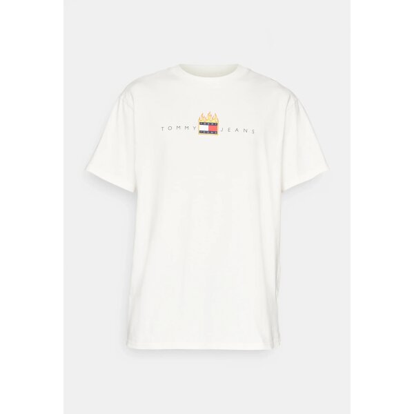 5b99d8f51faa412b8d283cb596a81f3e Ανδρική Μπλούζα TOMMY JEANS DM0DM17738 RLX LINEAR FIRE FLAG Εκρού - Image 1