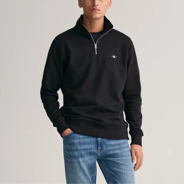 Gant-Shield-Half-Zip-Sweater-Heren_4-2309260913 Ανδρική Φούτερ GANT REG SHIELD HALF ZIP 2008005-005 Μαύρο - Image 4