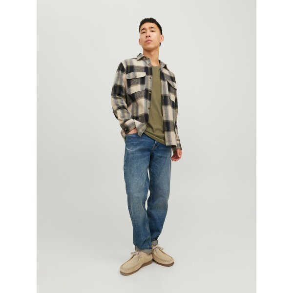 JACK&JONES_FallWinter2023_4256810_12236958 (3) Ανδρικό Πουκάμισο JACK & JONES 12236958 Μαύρο Μπεζ - Image 4