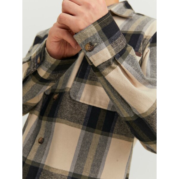 JACK&JONES_FallWinter2023_4256810_12236958 (5) Ανδρικό Πουκάμισο JACK & JONES 12236958 Μαύρο Μπεζ - Image 6