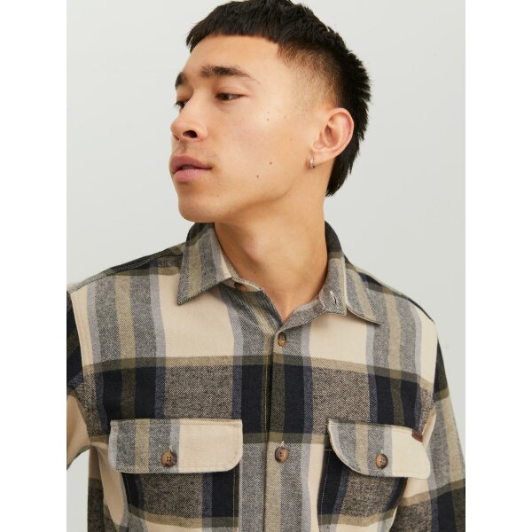 JACK&JONES_FallWinter2023_4256810_12236958 (6) Ανδρικό Πουκάμισο JACK & JONES 12236958 Μαύρο Μπεζ - Image 7