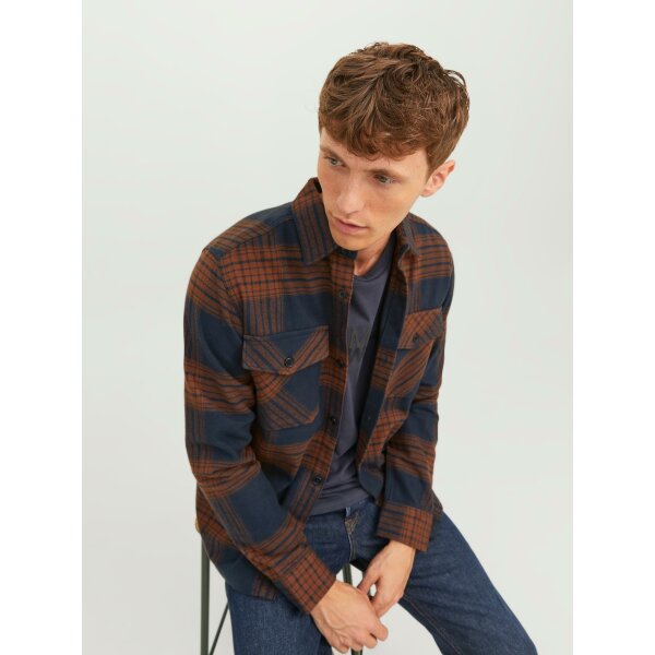 JACK&JONES_FallWinter2023_4288593_12241533 (6) Ανδρικό Πουκάμισο Φανέλα JACK & JONES 12241533 Μπλέ Καφέ - Image 7