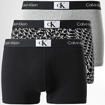 Ανδρικά εσώρουχα CALVIN KLEIN NB3528E 3PK TRUNK Γκρι Μαύρο