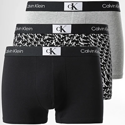 Ανδρικά εσώρουχα CALVIN KLEIN NB3528E  3PK TRUNK Γκρι Μαύρο