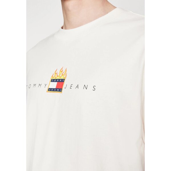 Ανδρική Μπλούζα TOMMY JEANS DM0DM17738 RLX LINEAR FIRE FLAG Εκρού - Image 4