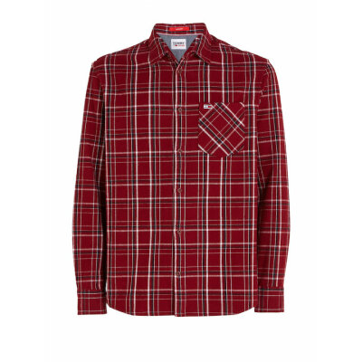 Ανδρικό Πουκάμισο Φανέλα TOMMY JEANS DM0DM17253 CLSC CKECK POCKET Μπορντώ