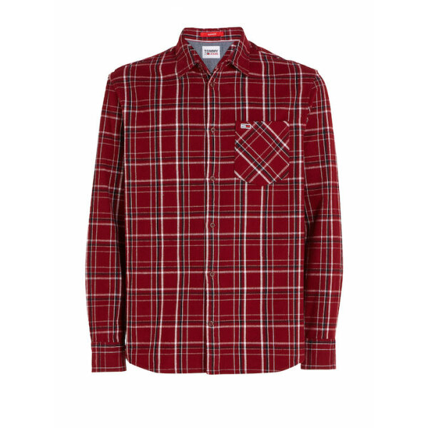 fixedratio_20231017102533_af876574 Ανδρικό Πουκάμισο Φανέλα TOMMY JEANS DM0DM17253 CLSC CKECK POCKET Μπορντώ - Image 1