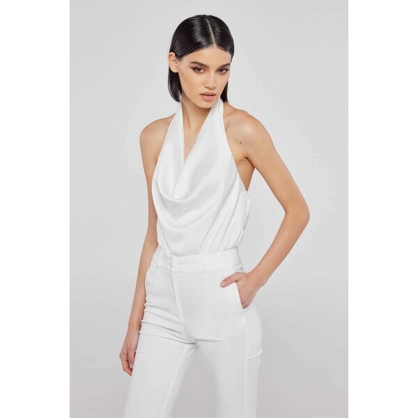 Εξώπλατη σατέν  Λευκή μπλούζα ντραπέ EMILIA Mind Matter  2023S015 - Image 2