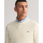 Ανδρικό Πλεκτό GANT COTTON CABLE C-NECK 8050601 Εκρού - Image 2