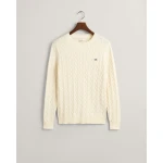 Ανδρικό Πλεκτό GANT COTTON CABLE C-NECK 8050601 Εκρού