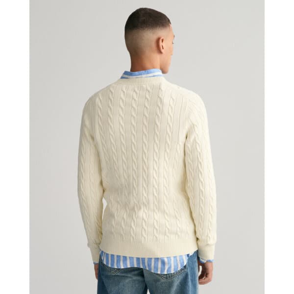 Ανδρικό Πλεκτό GANT COTTON CABLE C-NECK 8050601 Εκρού - Image 3