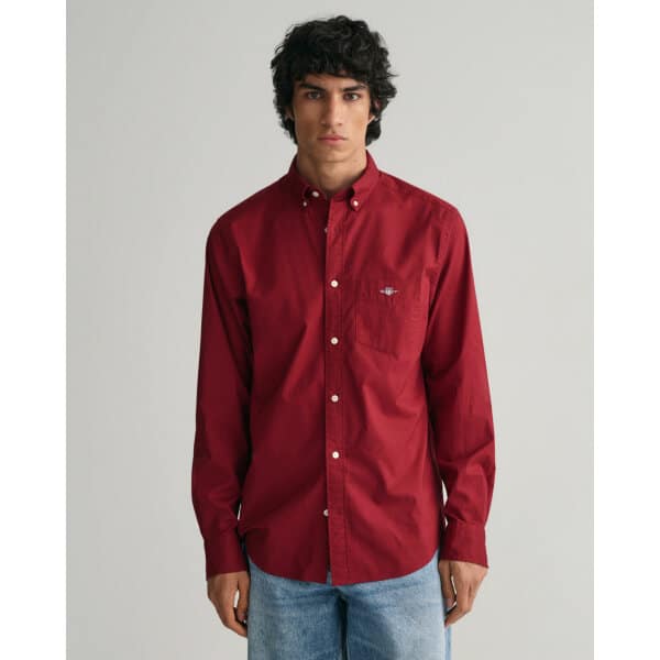 time__1685447866__202303-3000100-604-model-fv-1 Ανδρικό Πουκάμισο GANT REG POPLIN 3000100 Μπορντώ - Image 3