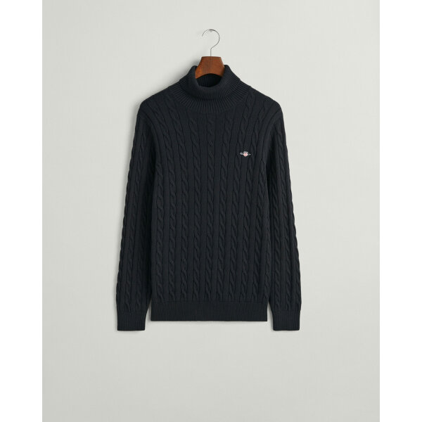 time__1686824728__202303-8050607-005-flat-fv-1 Ανδρικό Ζιβάγκο GANT COTTON CABLE TURTLE C-NECK 8050607 Μαύρο - Image 1