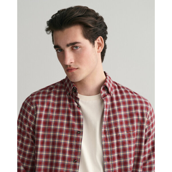 Ανδρικό Πουκάμισο Φανέλα GANT REG MICRO TARTAN 3230213 Μπορντώ - Image 5