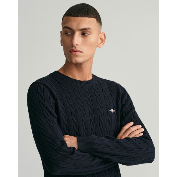 Ανδρικό Πλεκτό GANT COTTON CABLE C-NECK 8050601 Μπλε - Image 5