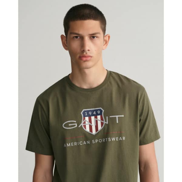 Ανδρική Μπλούζα GANT REG ARCHIVE SHIELD SS 2003199 Πράσινο - Image 5
