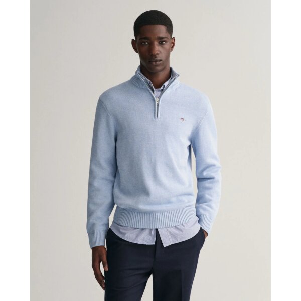 Ανδρικό Πλεκτό Λουπέτο GANT CASUAL COTTON HALFZIP Γαλάζιο - Image 2