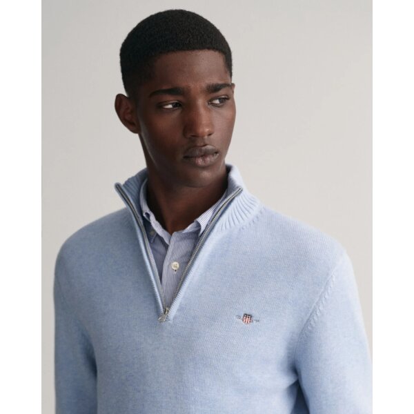 Ανδρικό Πλεκτό Λουπέτο GANT CASUAL COTTON HALFZIP Γαλάζιο - Image 4