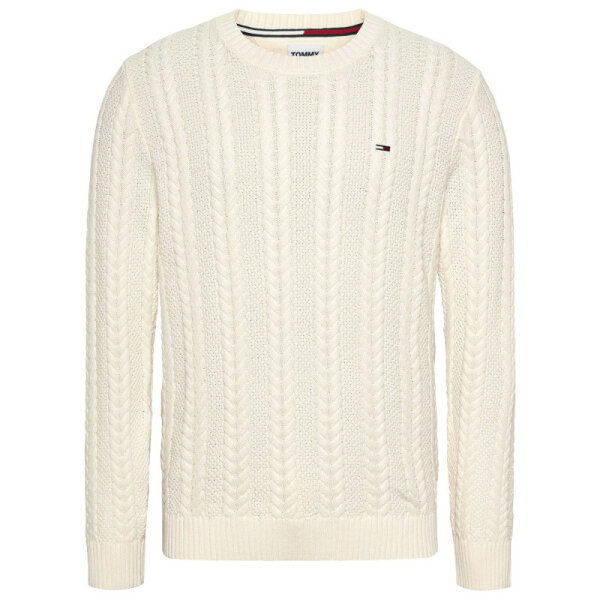 tommy-jeans-andriko-poulover-makrimaniko-mpez (1) Ανδρικό Πλέκτό TOMMY JEANS DM0DM15059 REG CABLE SWEATER Εκρού - Image 1