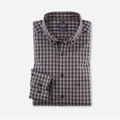 Ανδρικό Πουκάμισο OLYMP MODERN FIT Καρό 12744423 Μαύρο Γκρι