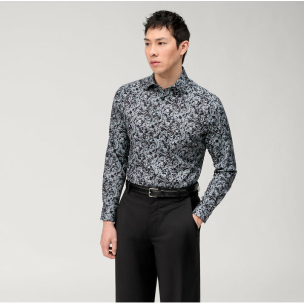 Ανδρικό Πουκάμισο OLYMP Luxor modern fit 13204468  Μαύρο Γκρι - Image 1