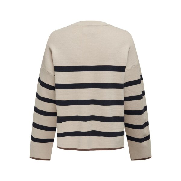Γυναικεία μπλούζα πλεκτή Μπέζ ONLALBERTE LS STRIPE O-NECK  15294771 - Image 2