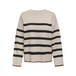 Γυναικεία μπλούζα πλεκτή Μπέζ ONLALBERTE LS STRIPE O-NECK 15294771 - Image 3