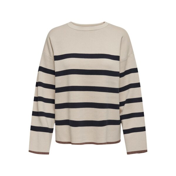 Γυναικεία μπλούζα πλεκτή Μπέζ ONLALBERTE LS STRIPE O-NECK  15294771 - Image 3